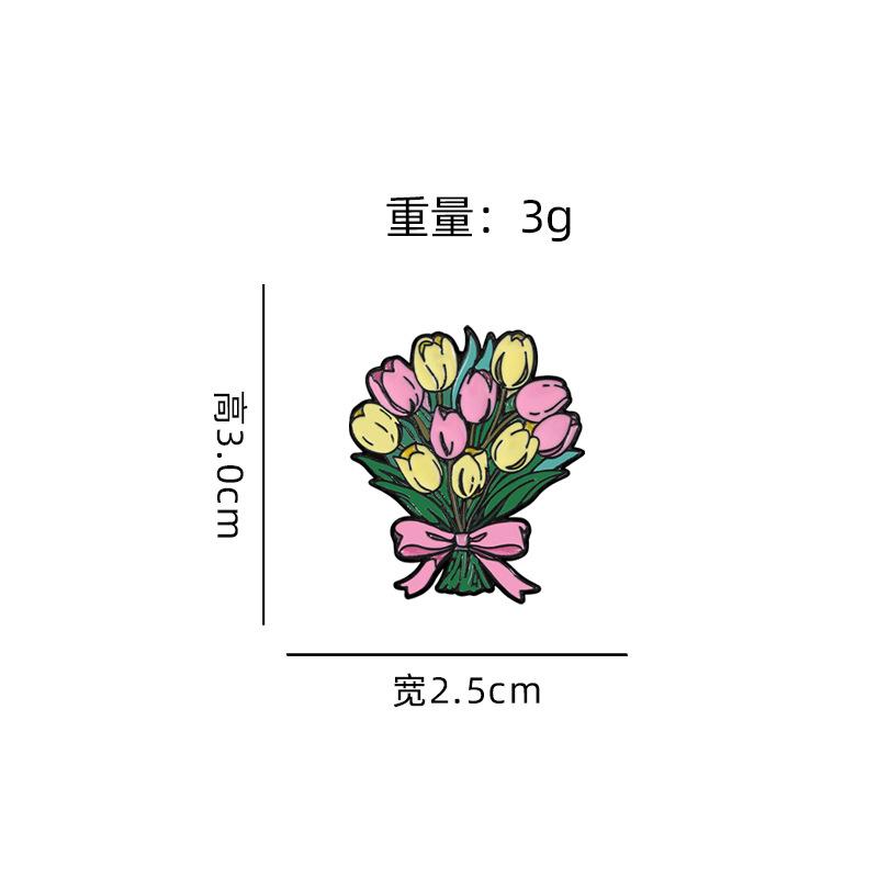 Peony flower brooch fresh and cute plant flower tulip metal badge friend gift decoration