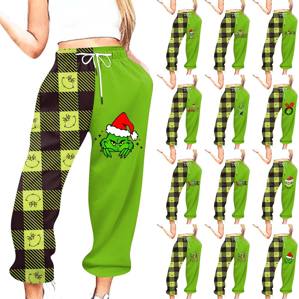 Women's Casual Fashion Christmas Printed Casual Sweatpants Elastic Waist Drawstring Pants