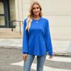 Women's Fall Casual Long Sleeve Top Crew Neck Pleated Loose Fit Fashion Daily Wear Tunic Blouse