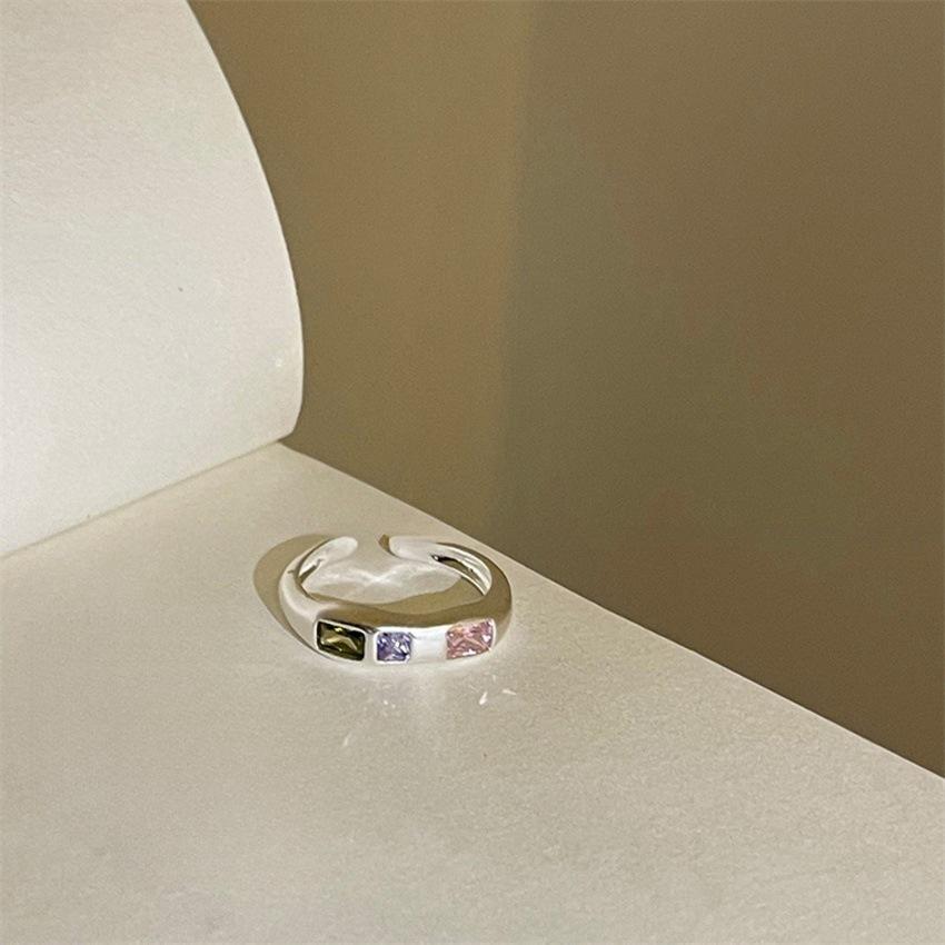 Over 120 Styles Korean style zircon diamond ring women's 925 sterling silver spring and summer niche light luxury high-end index finger ring open ring