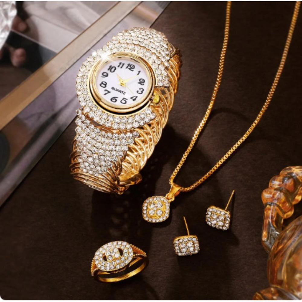Luxury Watch Rhinestone Women's Elegant Watch Women's Quartz Watch for Girls Ladies Jewelry Set