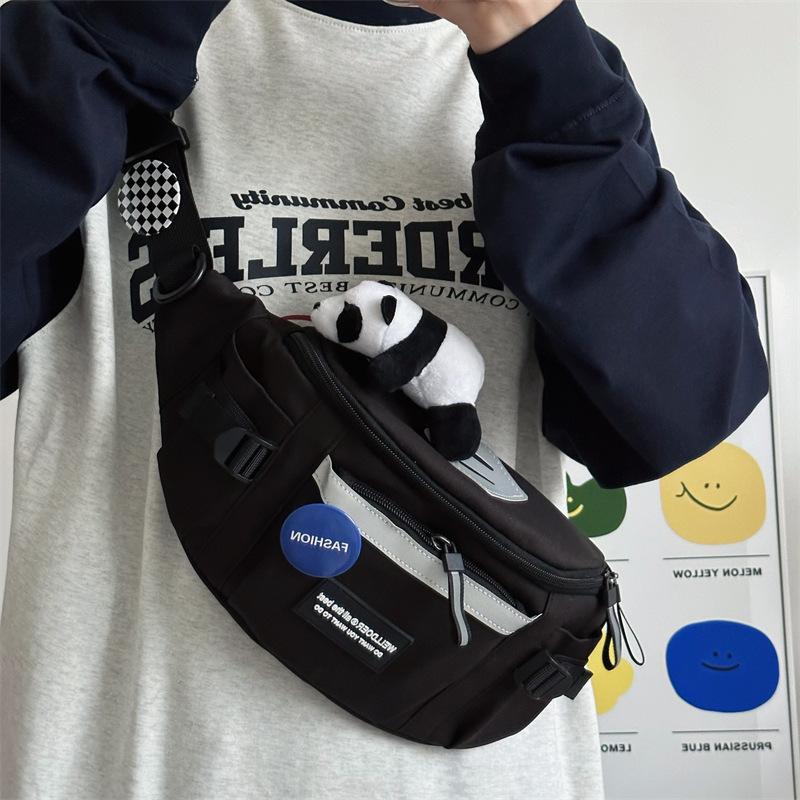 

Japan Style Harajuku Hip Hop Sport Waist Bag Men Women Multifunction Waterproof Chest Bag Portable Techwear Crossbody Bag чёрный