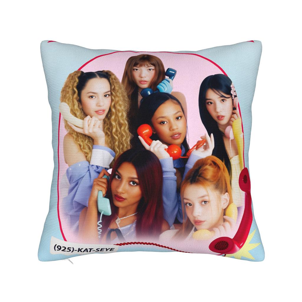Katseye Kpop Music Pillow Cover Cute Funny Pillow Case For Living Room Sofa Soft Pillowcases Gift