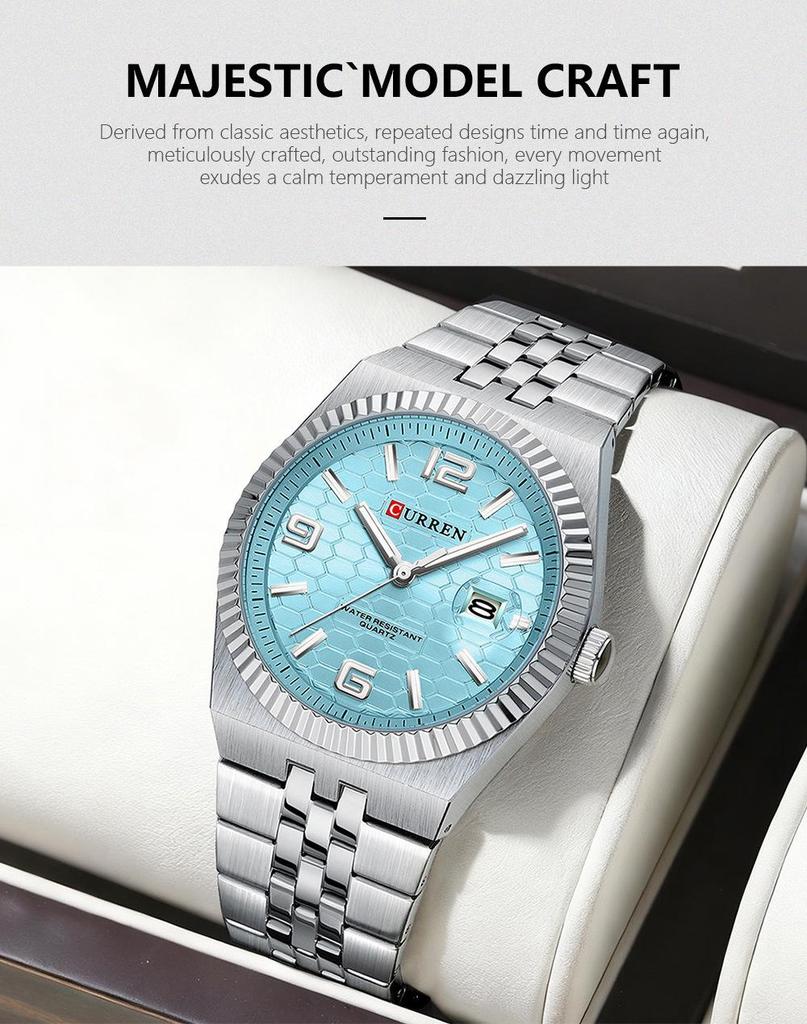 CURREN 8498 Men's Waterproof Quartz Business Watch with Round Digital Display