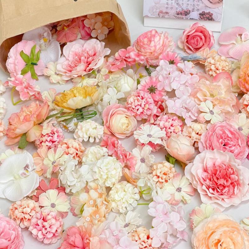Artificial Small Flowers DIY Kit Mixed Colors 3cm 10cm Random Assortment for Hair Accessories Dress Decor
