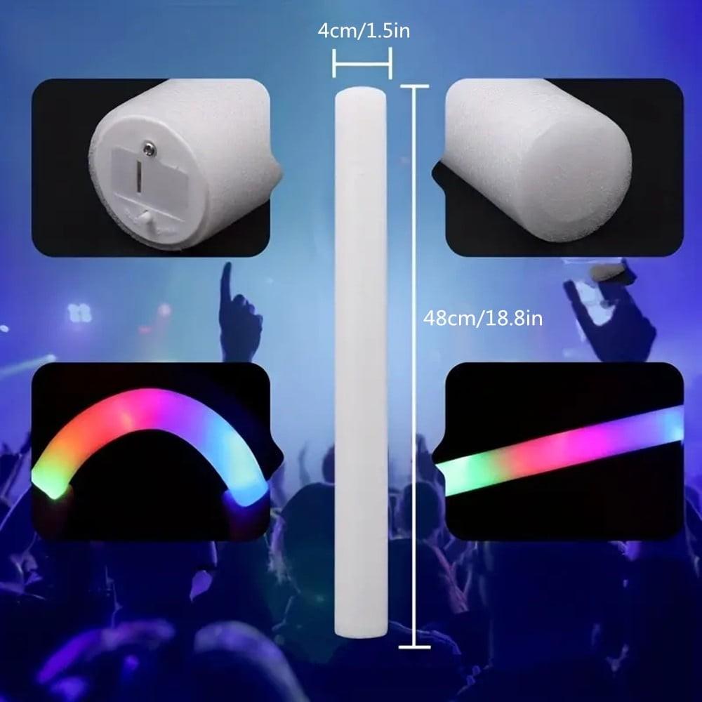 100Pcs LED Glow Sticks Bulk Colorful RGB Glow Foam Stick Cheer Tube Dark Light for Xmas Birthday Wedding Party Supplies