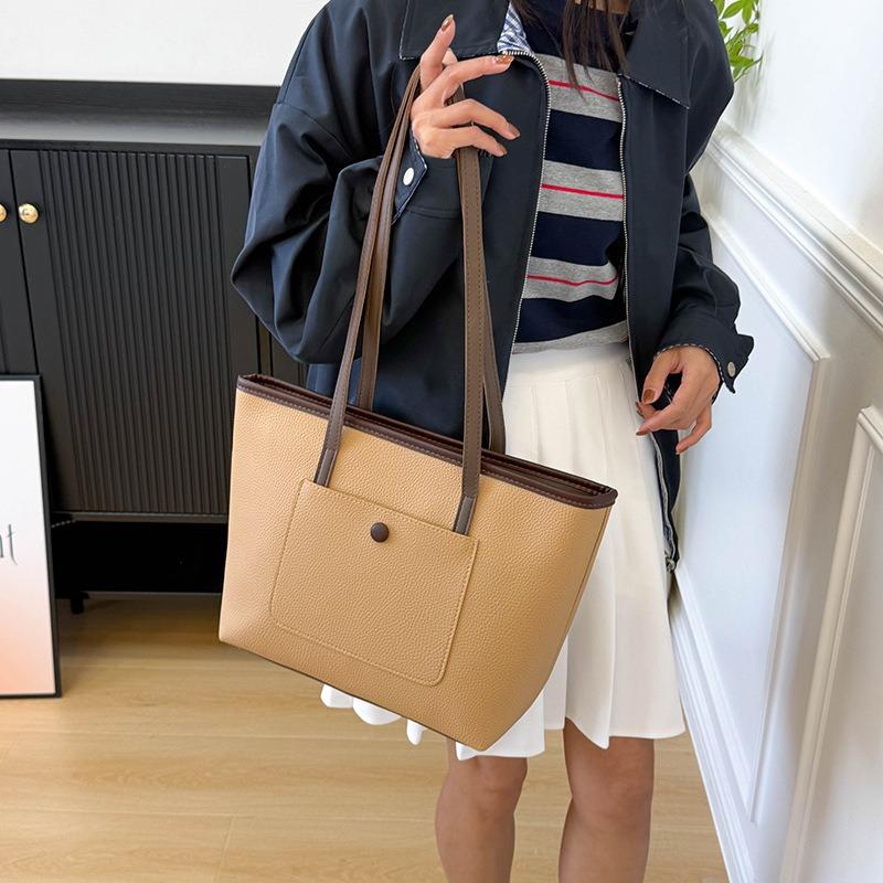 Large-capacity Bag Women's New Versatile Simple Shoulder Messenger Bag Textured College Student Commuting Tote Bag