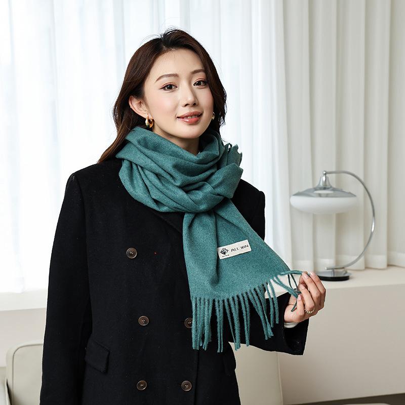 Winter wool simple and versatile scarf solid color women's autumn and winter warm fashion temperament wool shawl
