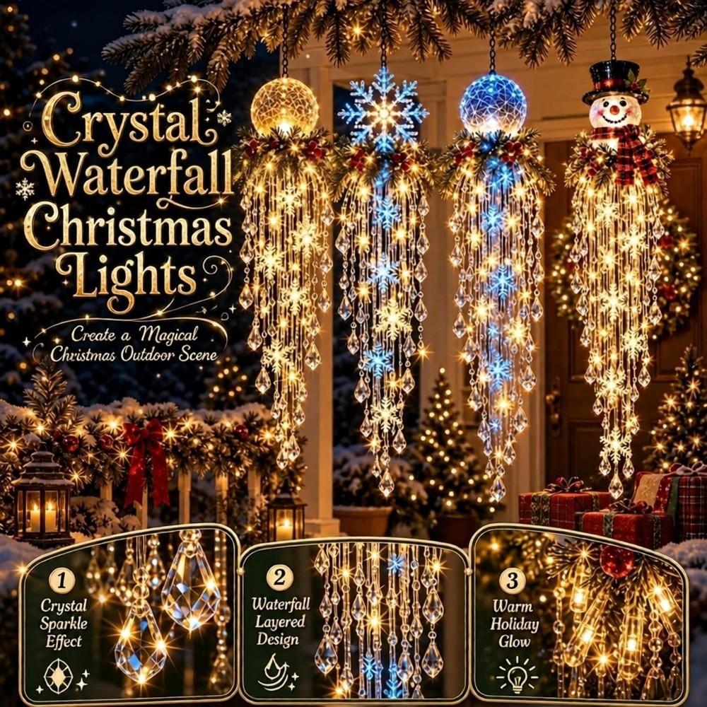 LED Snowflake Waterfall Hanging Decoration Christmas Door Hanger Xmas Front Porch Decor