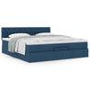 Ottoman Bed with Mattress Blue 160x200 Cm Fabric