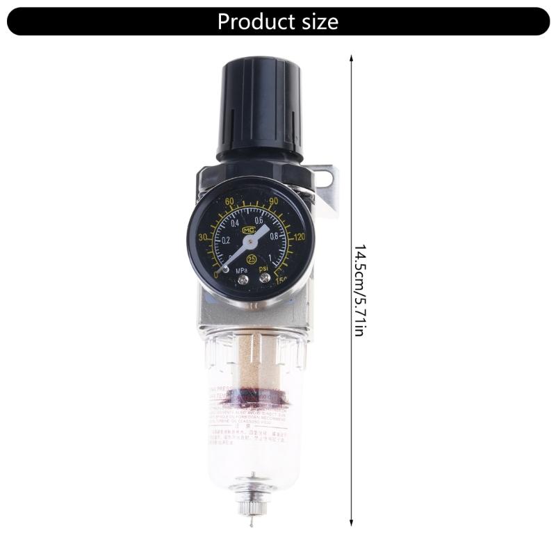 1/4 Zoll Luftkompressor Wasserabscheider & Druckregler mit Manometern Manuelle Ablassventile & Montagehalterungen Upgrades