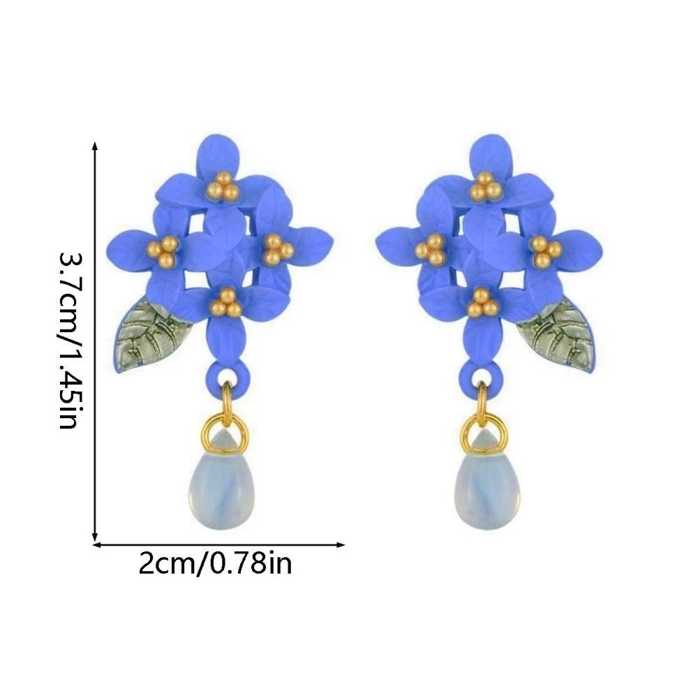 Blue Color Orchid Earrings Sweet Flower Earrings Ethnic Style Girl Ear Jewelry Gift