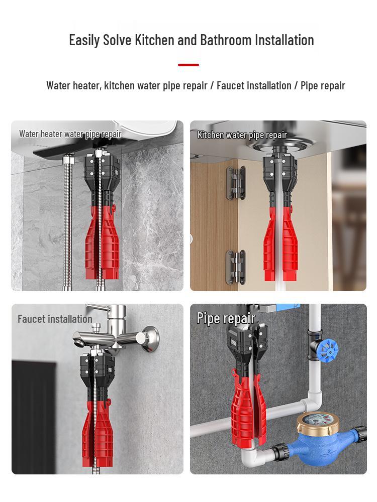 18-in-1 Multifunctional Bathroom Sink Wrench for Faucet & Pipe Installation