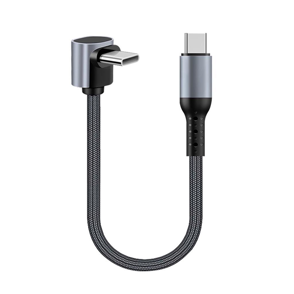Short 90-Degree Right-Angle USB Type-C to a Cable Nylon Material Power Bank Data Transfer Cord for iPhone 17 for for S25