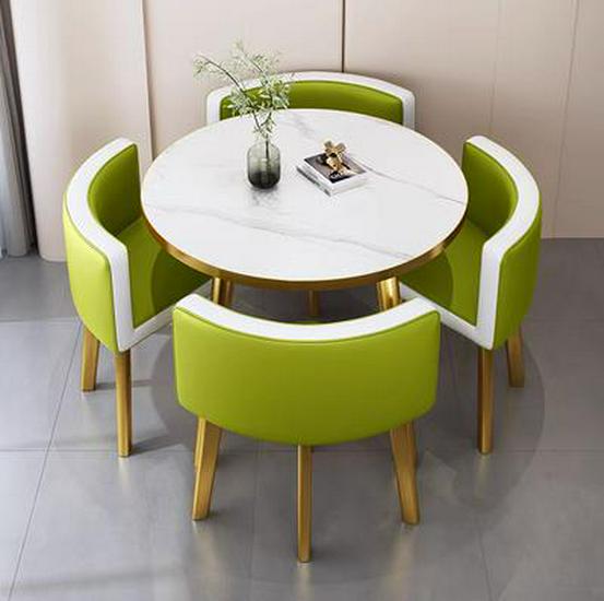 Modern Reception & Meeting Table Set: Office & Leisure Round or Square Dining Table with Chairs.