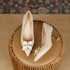Satin White Pointed Toe Elegant Ladies High Heels Pearl Flower Decors Bridal Shoes Luxury Fashion Heeled Pumps Tacones Mujer