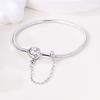 925 Silver Bracelet Sparkling Heart Clasp Snake Chain Bracelet For Women Fit DIY Charms Beads Jewelry Gift