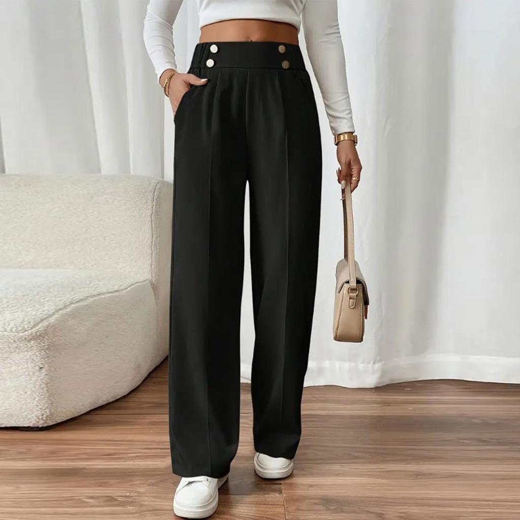 Women's High Waisted Color Flowy Floor-Length Casual Pants for Everyday Wear