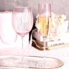 Nordic Pink Lead-Free Crystal Wine Glasses Large Capacity Vertical Stripes Goblet Champagne Cup for Household Barware Set