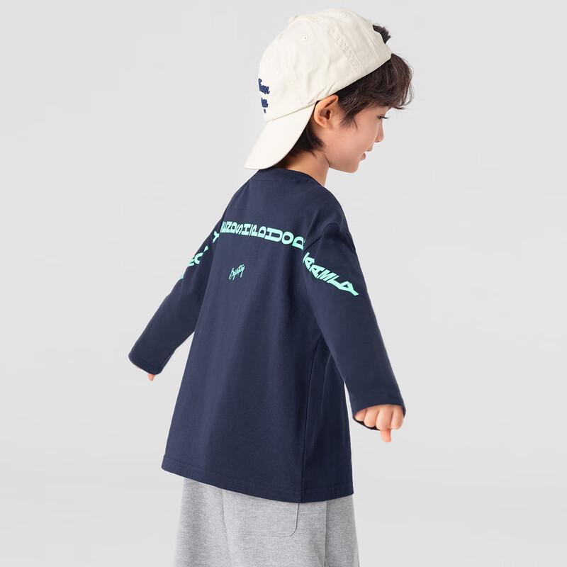 Boys' Raglan Sleeve Letter Print Pure Cotton Long Sleeve T-Shirt