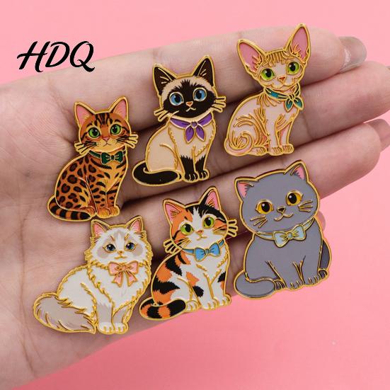 Enamel Animal Badge Bow Tie Cat Brooch Cartoon Kitten Metal Theme Brooch Pin Hats Bags Scarves Clothes Decorative Accessory Lapel Pin