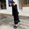 Spring New Women's Chic Design High-end Temperament Light Luxury Knitted Black Bottoming Dress