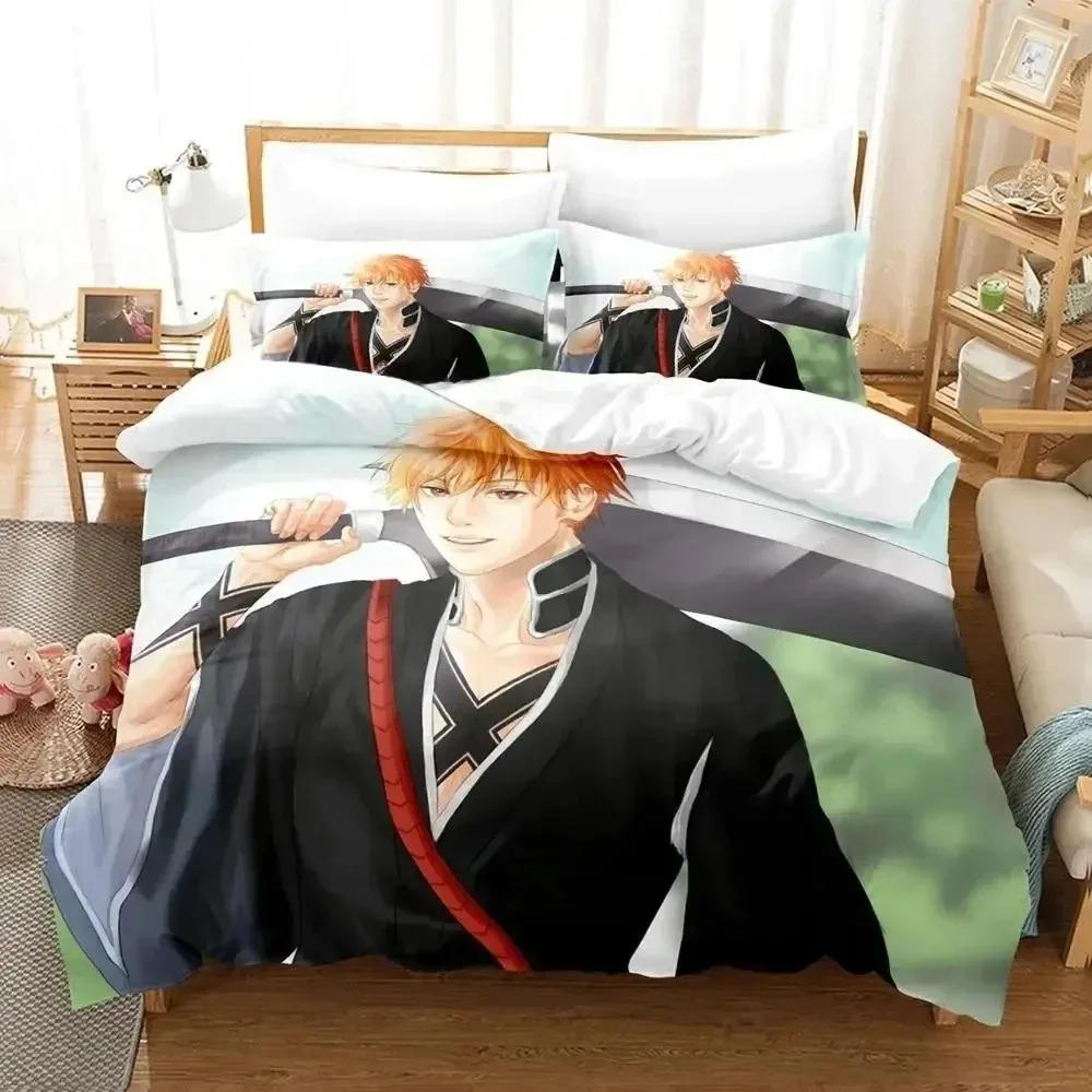Anime Bleach Duvet Cover Set Single Twin Full Queen King Size Comforter Decorative Bedding Set with Zipper for Girls Boys Kids