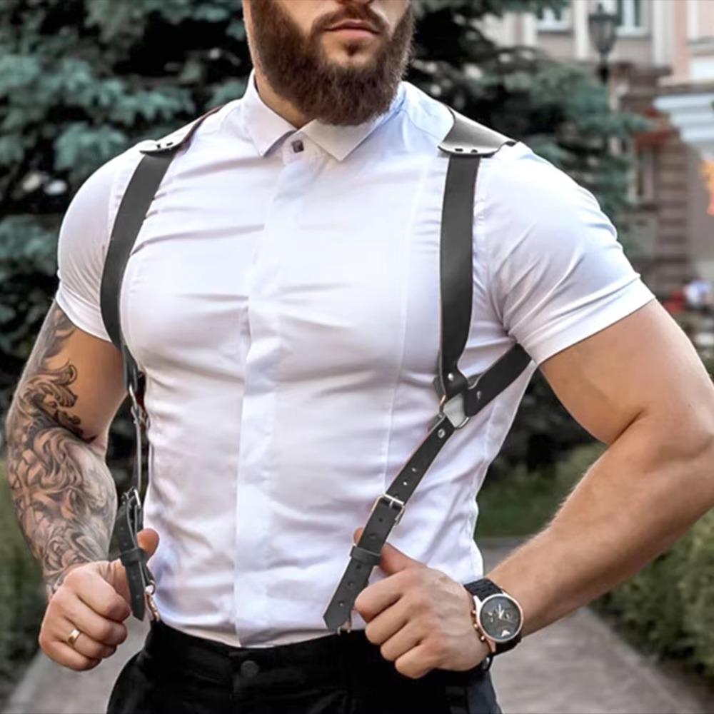 PU Male Corset Suspenders Adjustable Body Harness Clothing Accessories  Chest Decoration