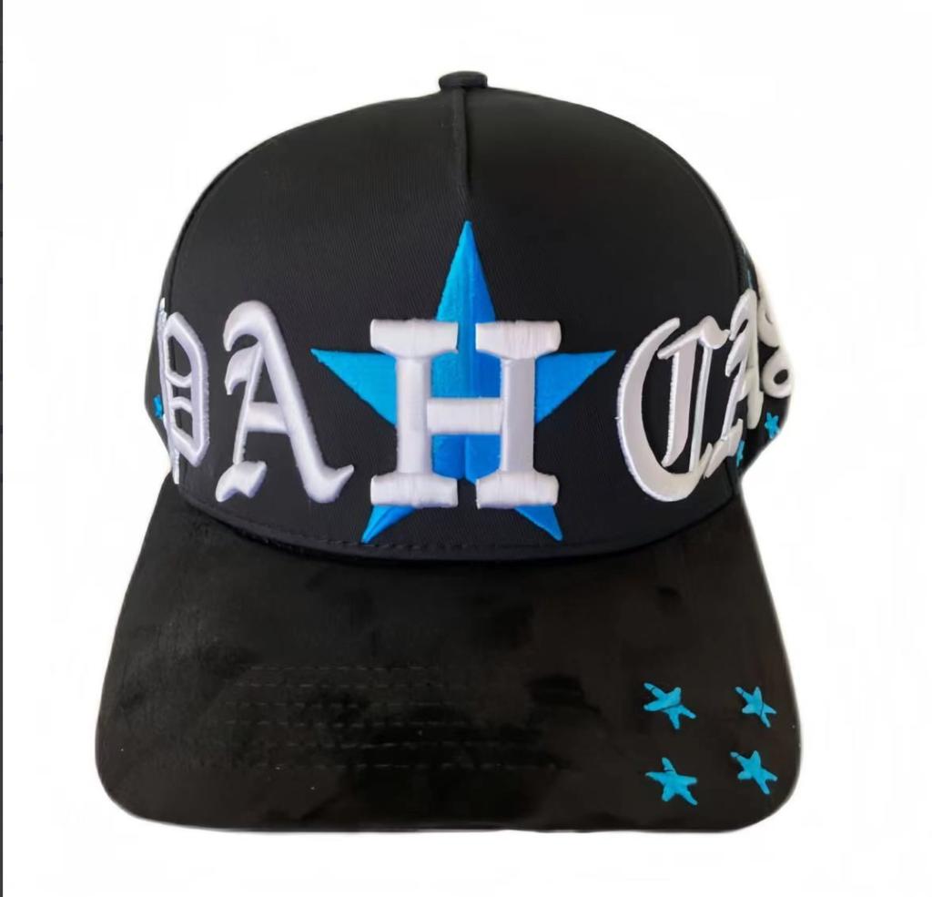 Wholesale Yo No Pesco Star Satin Lined Terry Dobby Embroidered Bling Sports Cap 5 Panel Rhinestone Brim Baseball Caps Barbas