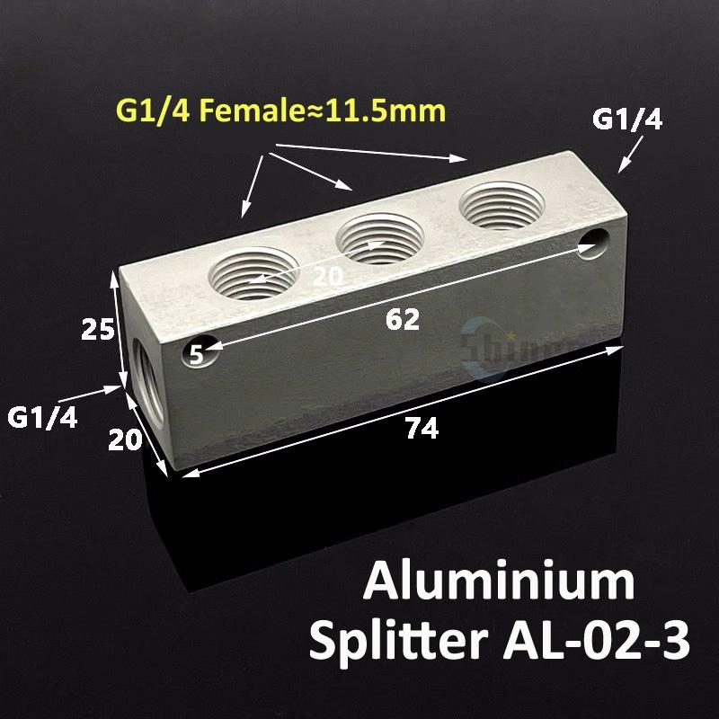 Aluminium Splitter 1/8" 1/2" BSP Internal Thread Port 2 3 4 5 6 7 8 9 10 Way 1/4 Pneumatic Air Manifold Distributor Connector