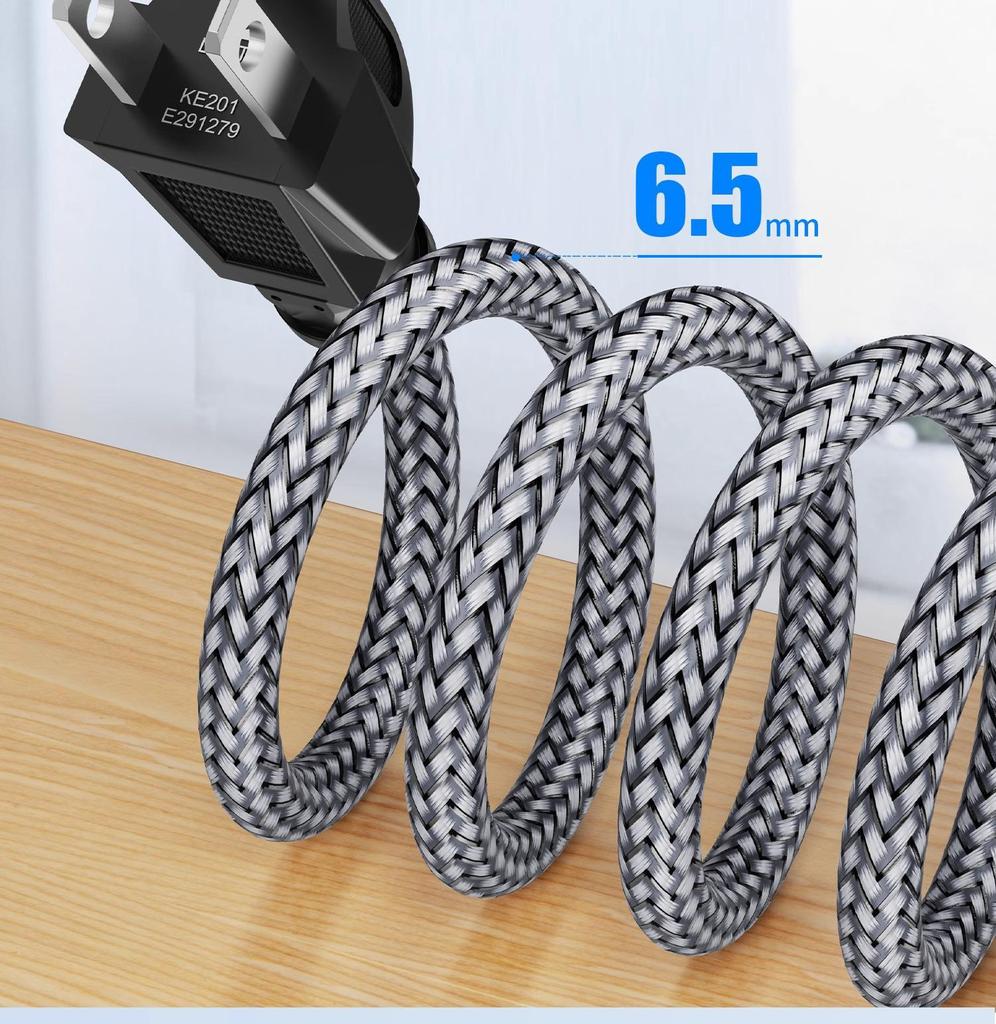 UL Certified US 3-Prong Cloverleaf Power Cord for Computers and Rice Cookers, 4N Oxygen-Free Copper Wire
