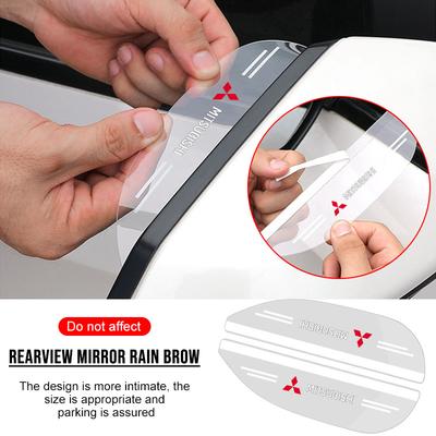 New Car Side Rearview Mirror Guard Cover Rain Eyebrow Covers Emblem ForS Lancer ASX Mirage Pajero Sport Xpander