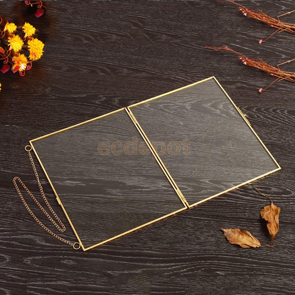 MagiDeal Industrial Style Double Sided Glass Hanging Photo Frame Wall Frame Flower Plant Specimen Portrait Display Frame Holder