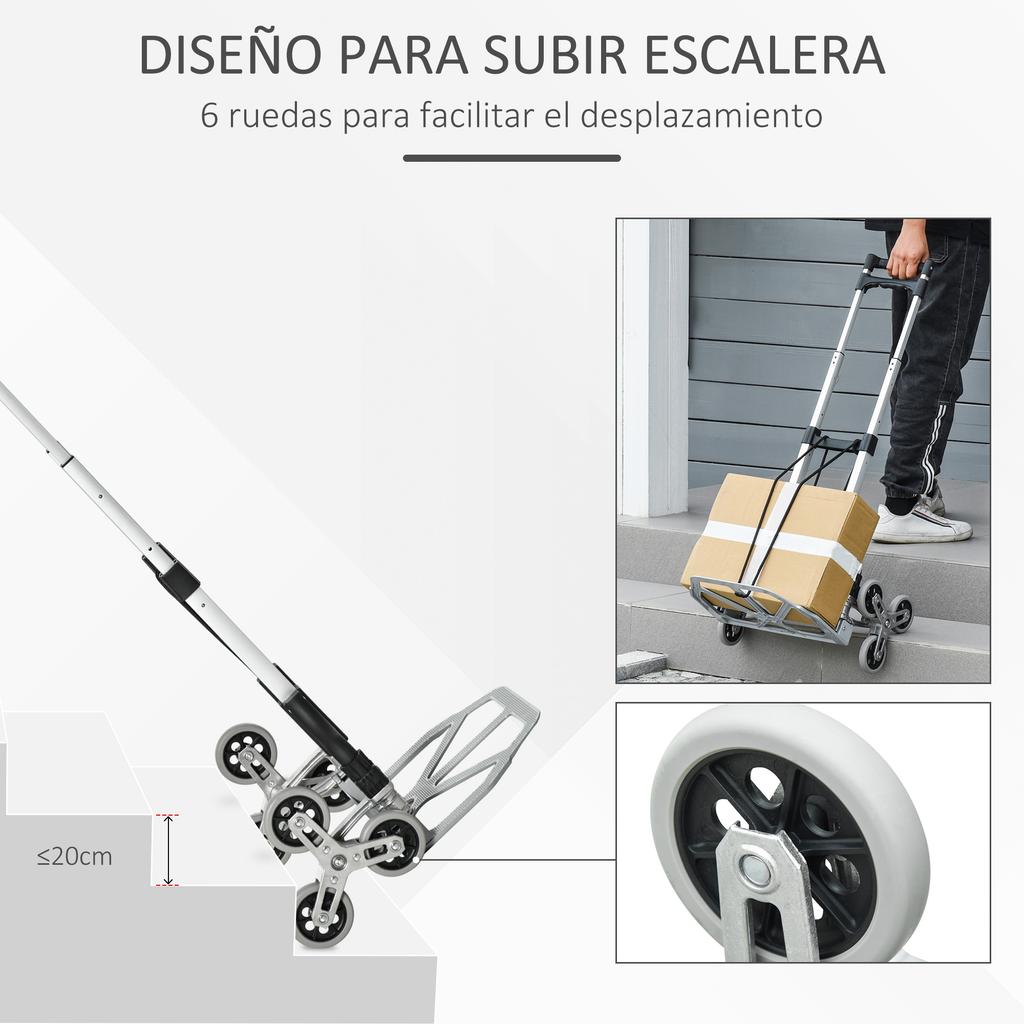 Stair Hand Truck, Portable, Wheels, 70 kg Load Capacity, Folding