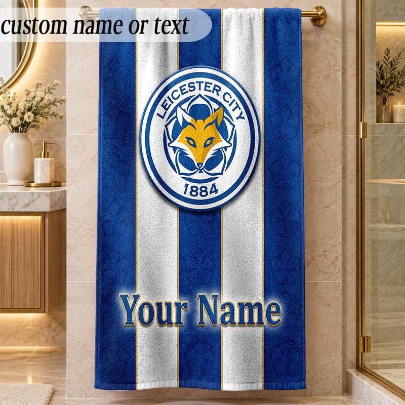Beach TowelLeicester City Custom Name Text Personalized Soft Towel for Beach Pool Indoor Home Decor Gift