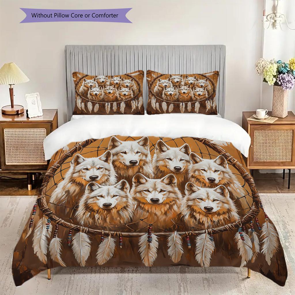Wolf Pattern Bedding Quilt Set Quilt Cover Pillowcase Home Decoration Birthday Gift (1 * duvet cover + 2 * pillowcase, without core)