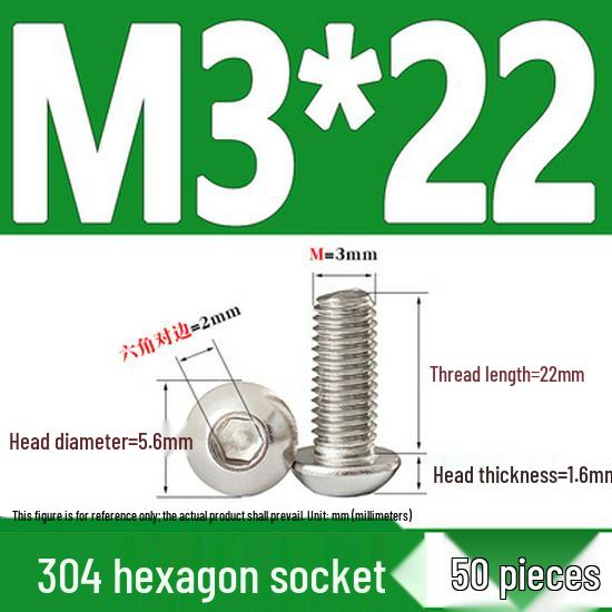 ISO7380 Stainless Steel Hex Drive Dome Head Screws - M2 to M16