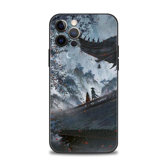Phone Case For Apple Iphone 14 13 12 11 Pro Max 13 12 Mini Xs Max Xr X 7 8 6 6s Plus Shell Japan Samurai Landscape Ink Painting