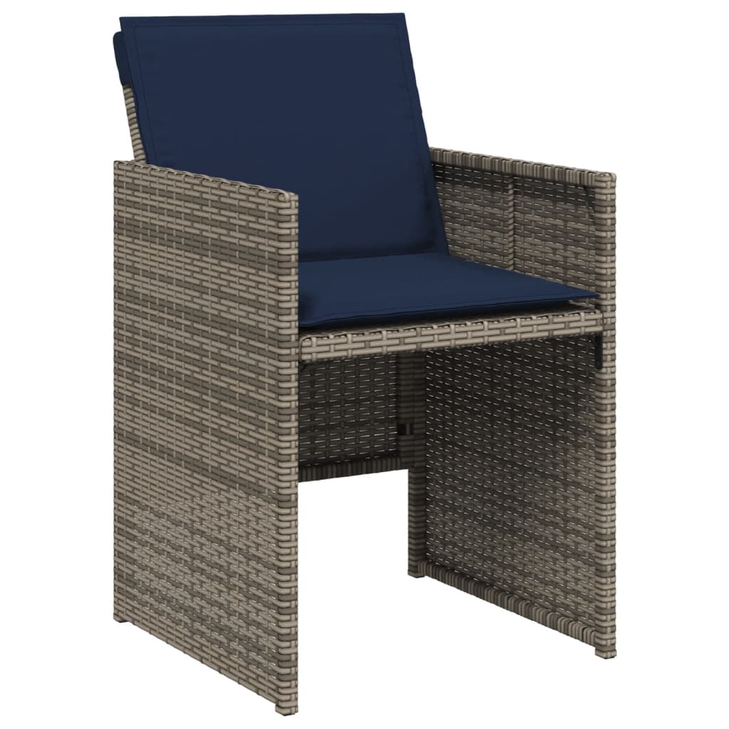 17 Piece Outdoor Dining Set with Cushions Gray Poly Rattan