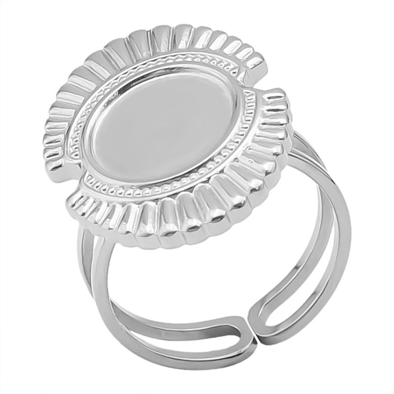 Geometria Semplice Moda Acciaio Inossidabile Anelli Aperti Per Donne Uomini Accessori Colore Argento Cuore Sole Rotondo Base Vuota Fai da Te Anillos