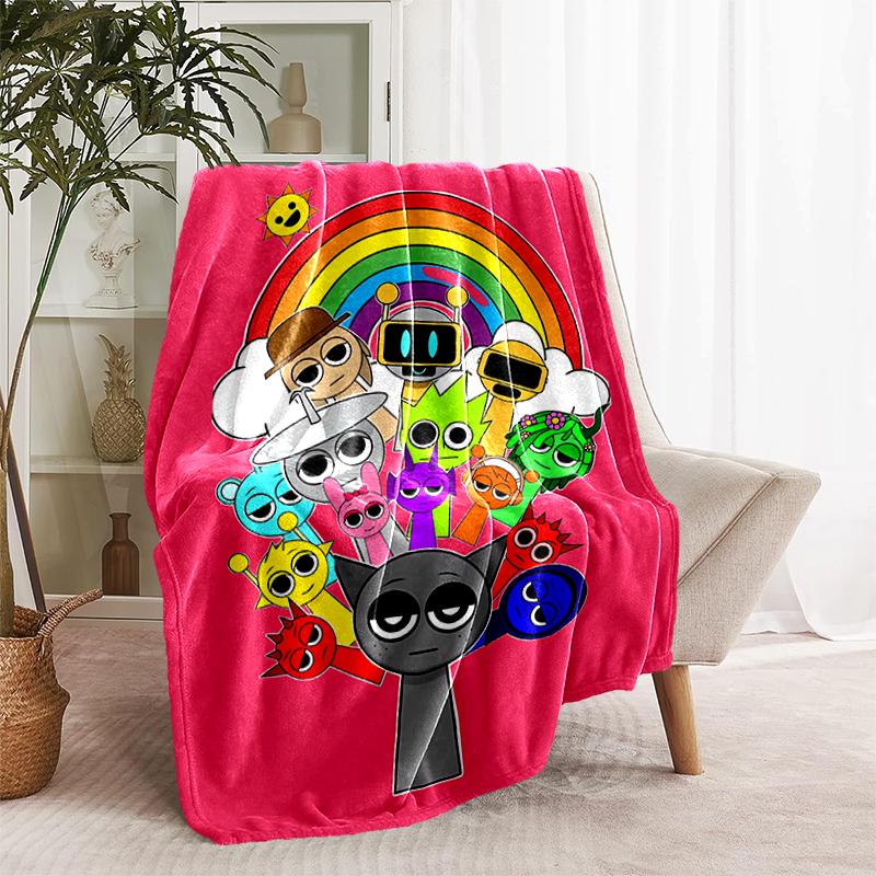 1pc Blanket Sprunki7 Print Design, Lightweight Blanket for Sofa, Bed- Soft &Warm, Gift for All Seasons like Christmas, Halloween