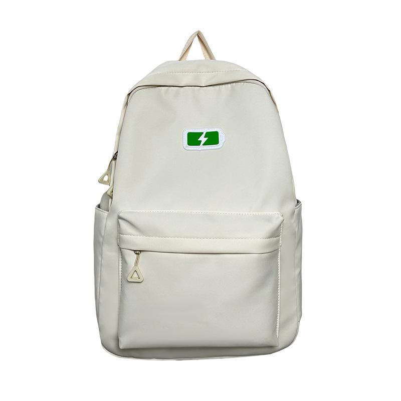 

Сплошной цвет студенческой школьной сумки Женский легкий рюкзак Рюкзак большой емкости бежевый