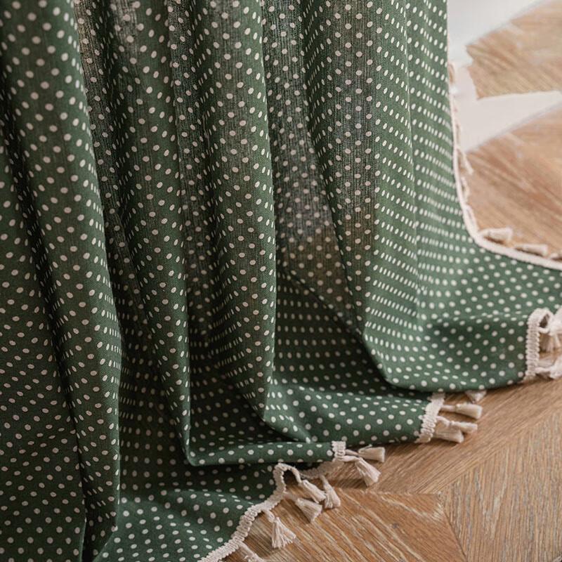 Vintage Plaid Cotton Linen Semi-Blackout Curtain