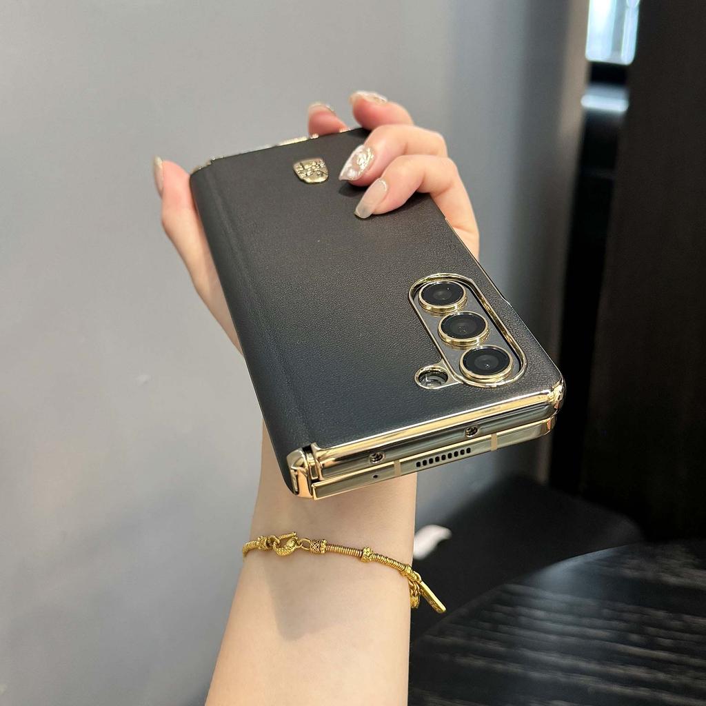 For Samsung Galaxy Z Fold 7 Case Luxury PU Leather Skin plating Protective Back Cover Case For Samsung Z Fold 7 6 5 4 3 Se Shell