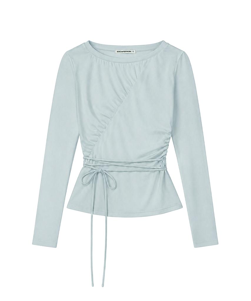 ESCAPEFROM Long Sleeve With Diagonal Shirred Strap Details Pink
