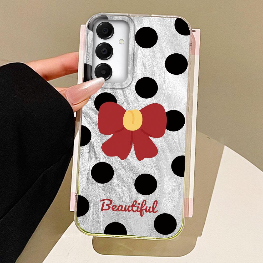 Green Love Heart Bow Feather Texture Phone Case for Samsung Galaxy A55 A56 A36 A26 A16 A53 A06 A14 A24 A34 A54 A15 A25 A35 Cover