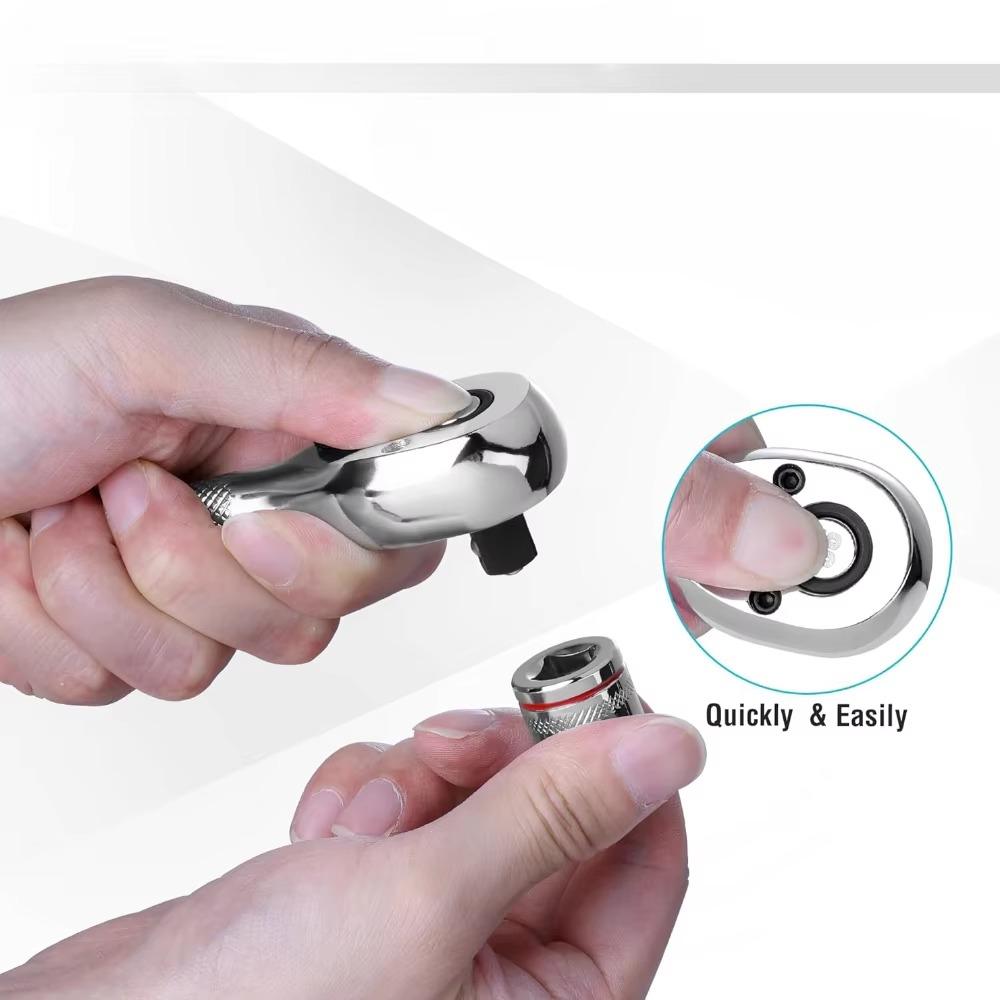 3-Piece Ratchet Set 1/4 3/8 1/2 Drive 72-Tooth Quick Release Reversible Durable Auto Tools