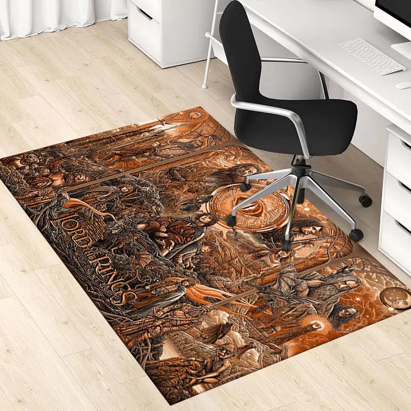 1pc Office Carpet Chair Mats Lord of the Rings: The Two Towers Perfect for Decorating Office Chairs, Living Rooms, Or Bedrooms,Polyester Carpet
