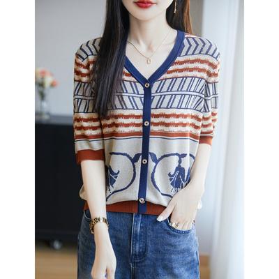 Tencel Lyocell Coatthin Short-sleeved T-shirtwomen's Knitted Sweater