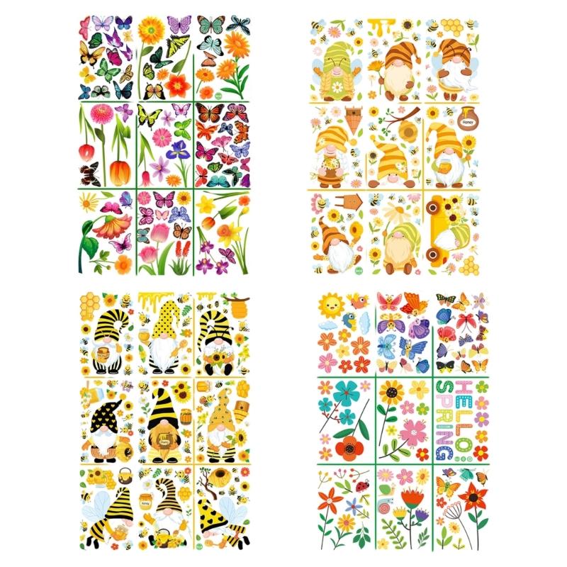 Window Cling Decal Butterfly Flower Pattern Friendly PVC No Residues Easy Application